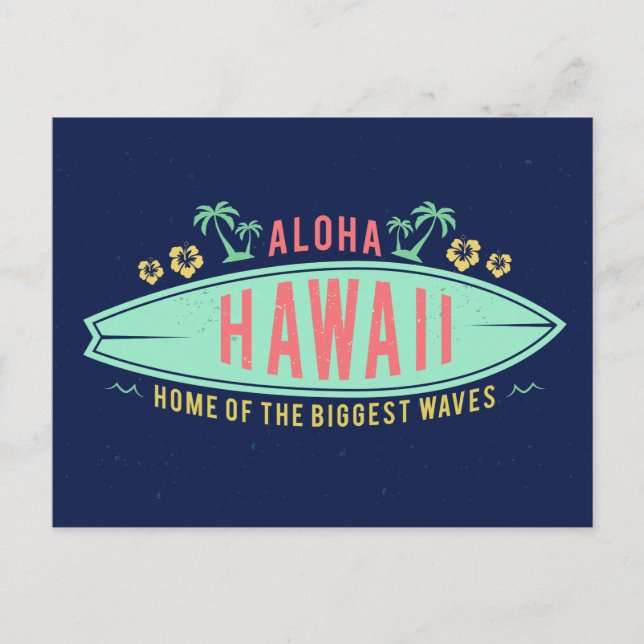 postal de Surfista de Hawái Aloha (Anverso)