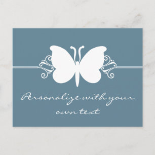 Postal de Swirly Butterfly azul y desvanecido