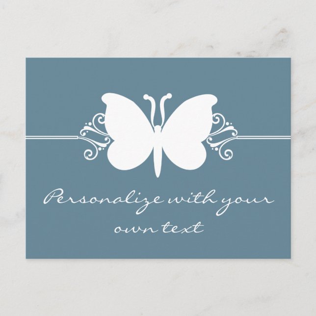 Postal de Swirly Butterfly azul y desvanecido (Anverso)