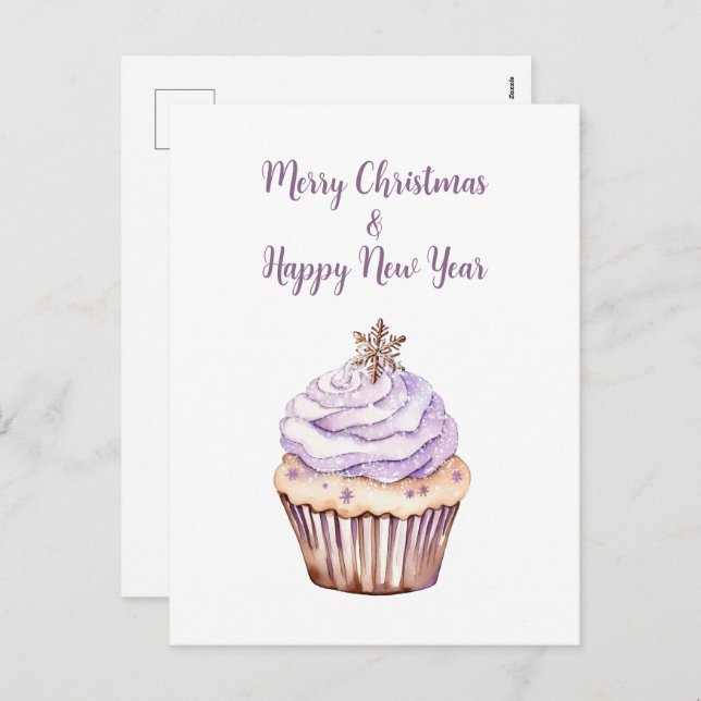 Postal de tarjeta de navidad, torta de Navidades (Anverso / Reverso)