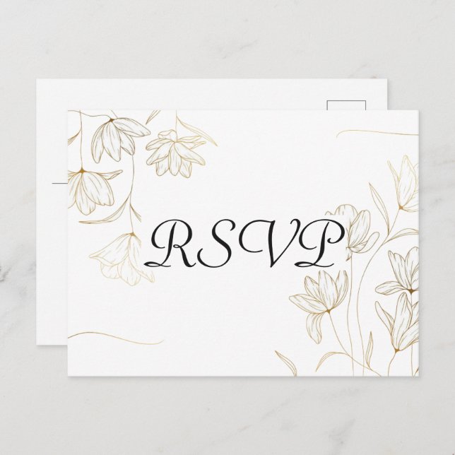 Postal de tarjeta postal RSVP de flor de oro (Anverso / Reverso)