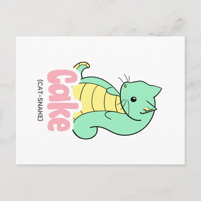 Postal de tarta (gato + serpiente) (Anverso)