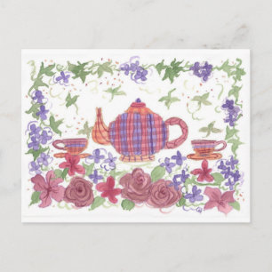 Postal de té y flores