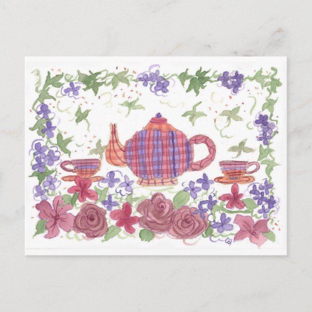 Postal de té y flores (Anverso)
