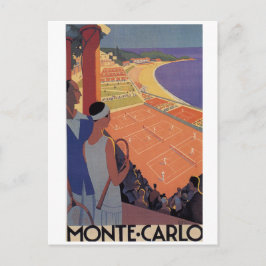 Postal de tenis en el arte vintage de Monte Carlo
