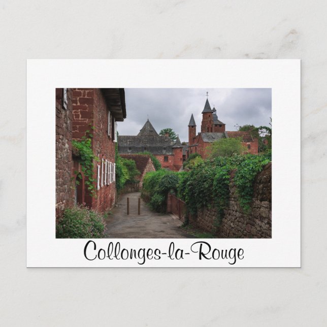 postal de texto blanco Collonges-la-Rouge (Anverso)