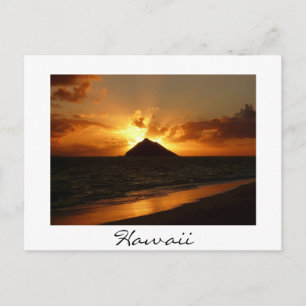 postal de texto blanco de la salida del sol de Haw
