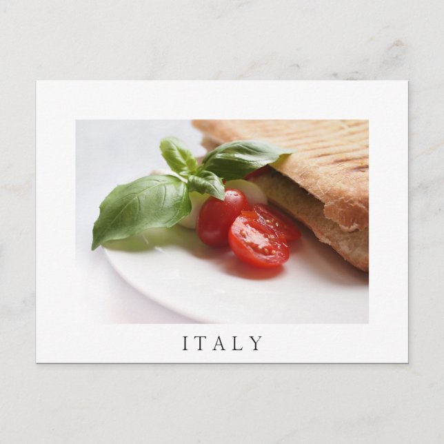 Postal de texto blanco de panini de comida italian (Anverso)