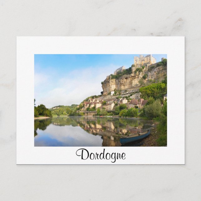 Postal de texto blanco Dordogne y Beynac-et-Cazena (Anverso)