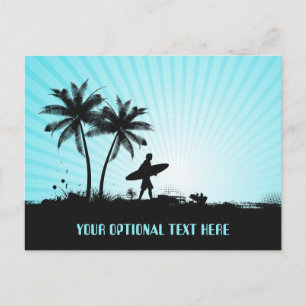 Postal de texto del personalizado Beach Surfer