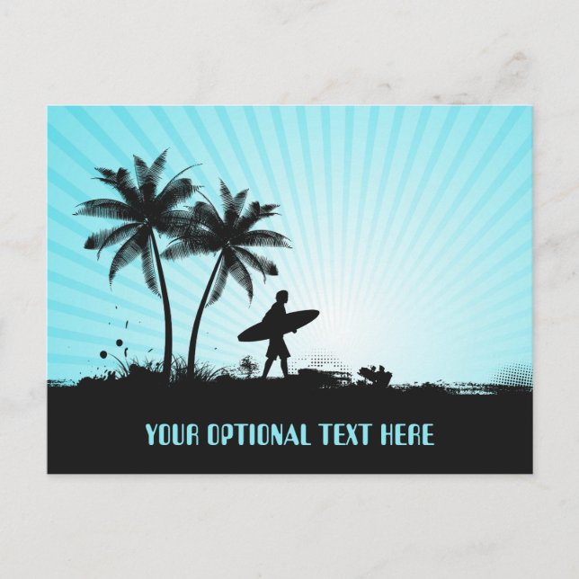Postal de texto del personalizado Beach Surfer (Anverso)