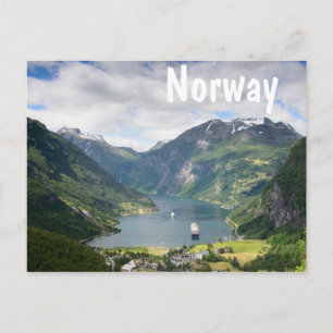 Postal de texto en blanco Geirangerfjord