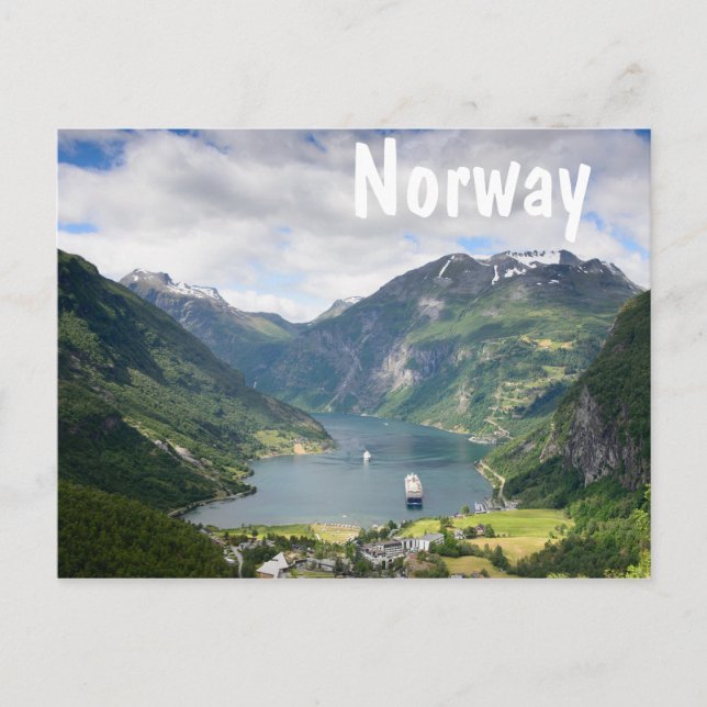 Postal de texto en blanco Geirangerfjord (Anverso)