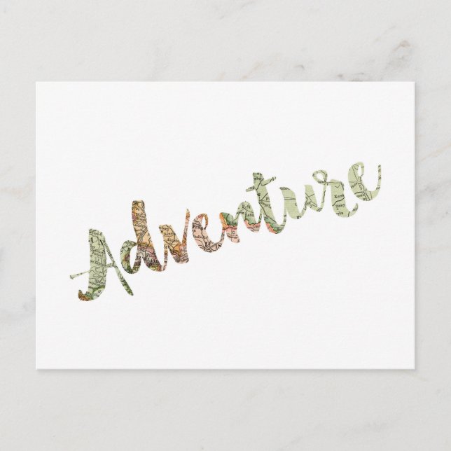 Postal de tipografía de mapa de aventuras (Anverso)