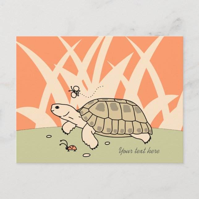 Postal de tortuga rusa personalizable (Anverso)