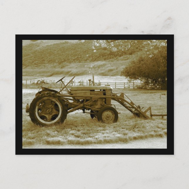 Postal de tractor antiguo (Anverso)
