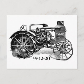 Postal de tractor de cosecha de vintage