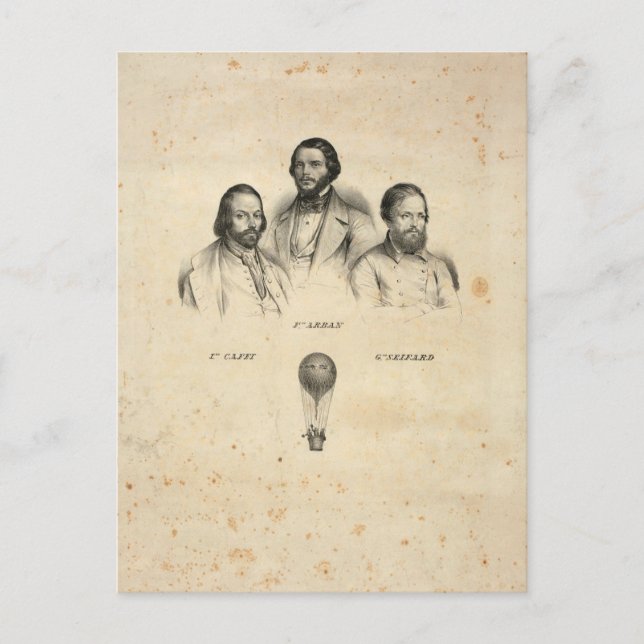 Postal de tres balonistas (Anverso)