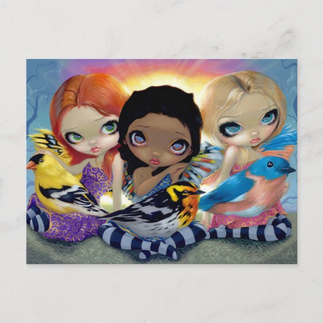 Postal de "Tres pájaros pequeños" (Anverso)