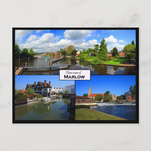 Postal de triple vista de Marlow, Buckinghamshire (Anverso)