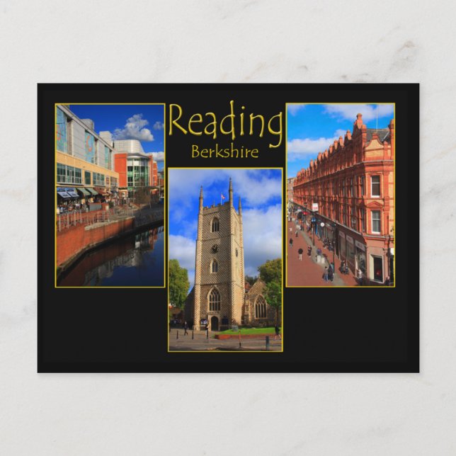 Postal de triple vista de Reading, Berkshire Engla (Anverso)