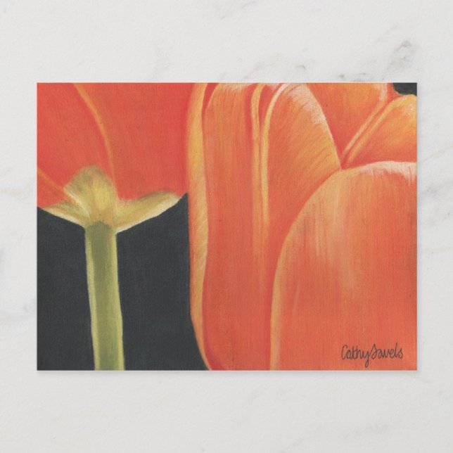 postal de tulipanes naranjas (Anverso)