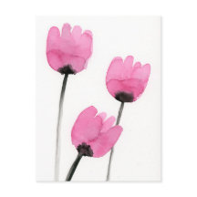 Postal de tulipanes rosados, pintura de flores acu