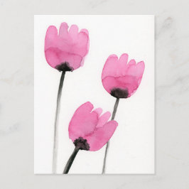 Postal de tulipanes rosados, pintura de flores acu