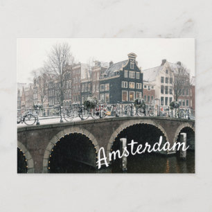 Postal de un canal de Amsterdam en invierno