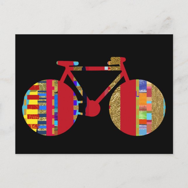 postal de una bicicleta colorida (Anverso)