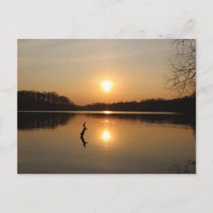Postal de una hermosa puesta de sol junto al lago