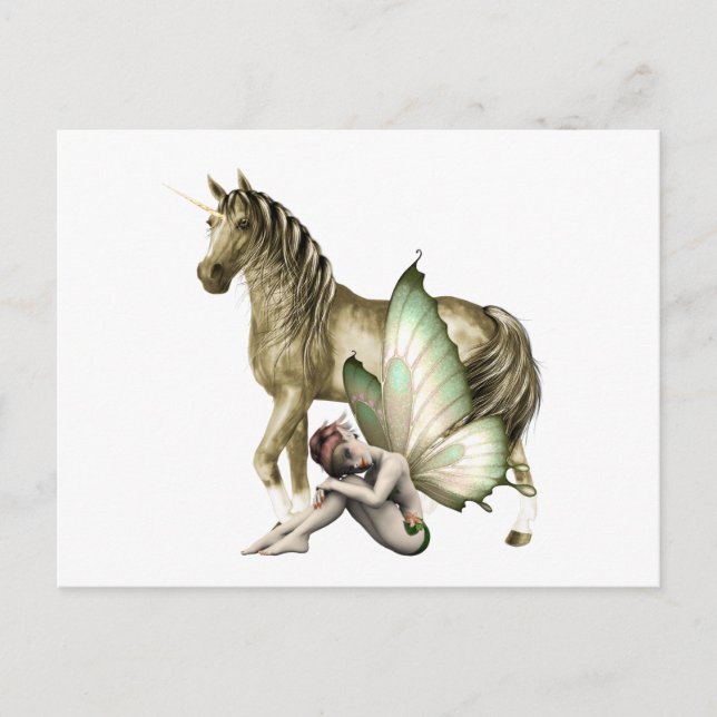 Postal de unicornio dorado y leche (Anverso)