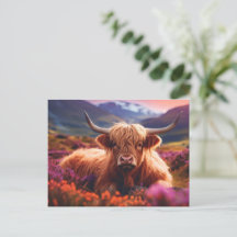 Postal de vaca Highland de Escocia