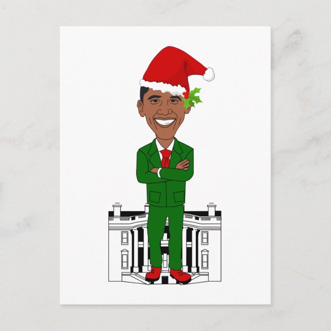 postal de vacaciones barack obama santa claus (Anverso)