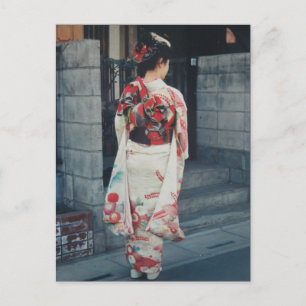 postal de vacaciones de kimono de japón
