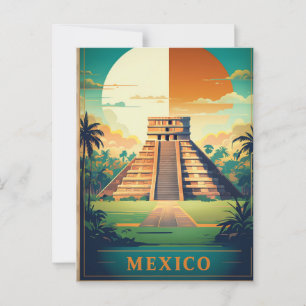 Postal de vacaciones en la pirámide maya de México