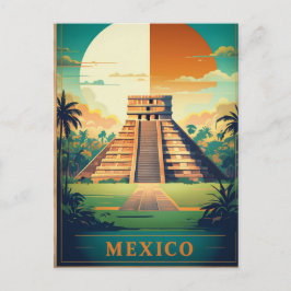 Postal de vacaciones en la pirámide maya de México
