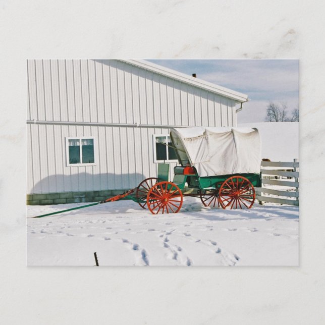Postal de vagón cubierta de Amish (Anverso)