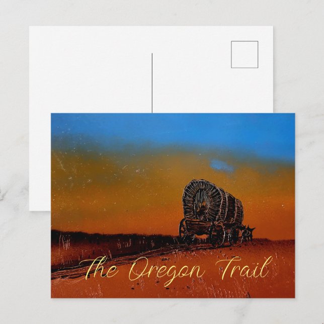 Postal de vagón cubierta de Oregon Trail (Anverso / Reverso)