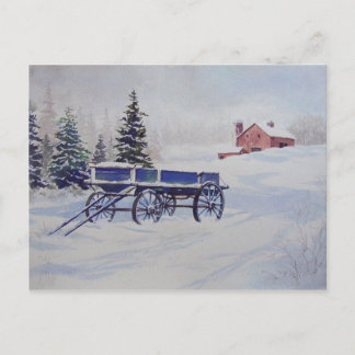 Postal de vagón cubierto de nieve