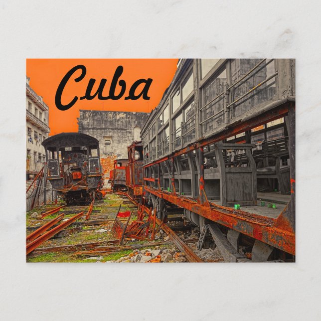 Postal de vagones de locomotoras y trenes (Anverso)