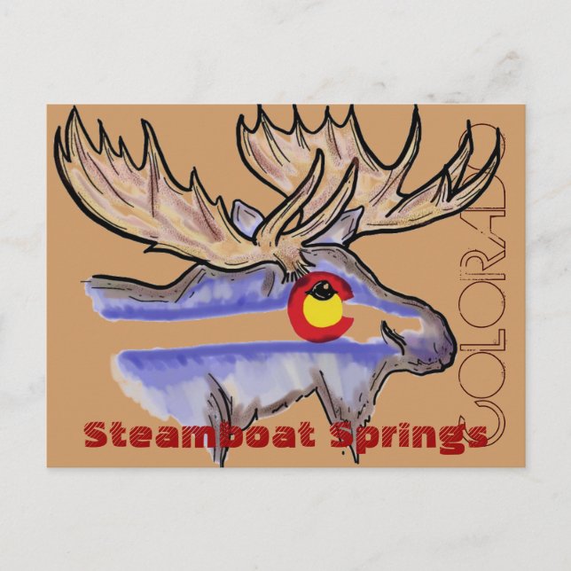 Postal de vapor Springs Colorado elk (Anverso)