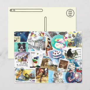 Postal de varios sellos postales