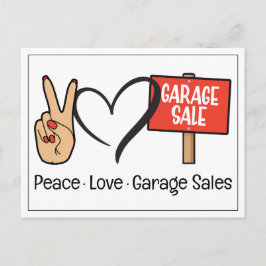 Postal de ventas Peace, Love, Garage