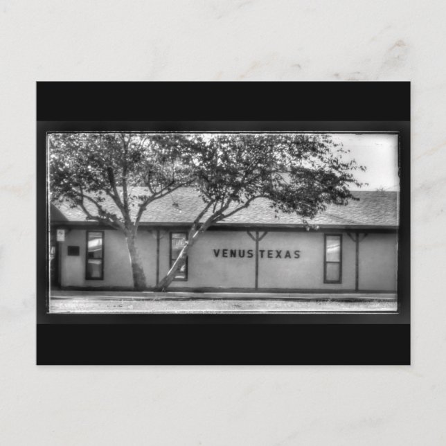 Postal de Venus, edificio de TX con el árbol (Anverso)
