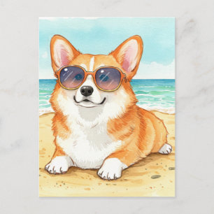 Postal de verano en la playa Cubanos Corgi Sungafa