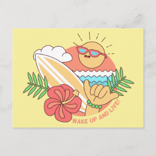 postal de verano surfista