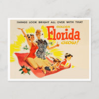 Postal de viaje brillante de oro de Florida