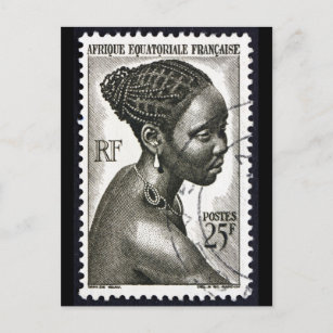 Postal de viaje de anciana francesa africana