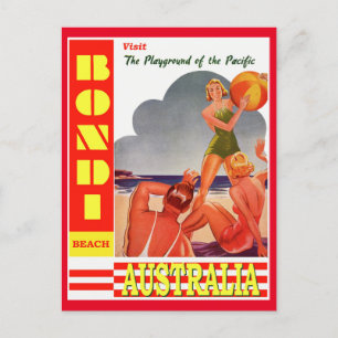 Postal de viaje de Australia Bondi Beach Vintage